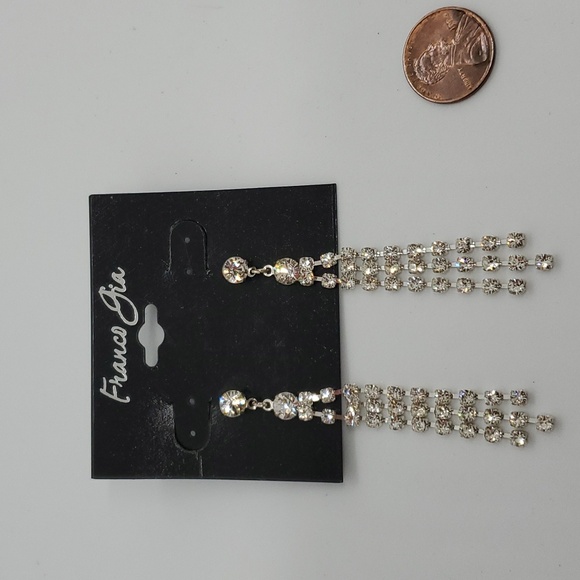 Franco Gia Crystal multi-strand Dangle Pierced Earrings - Picture 1 of 4